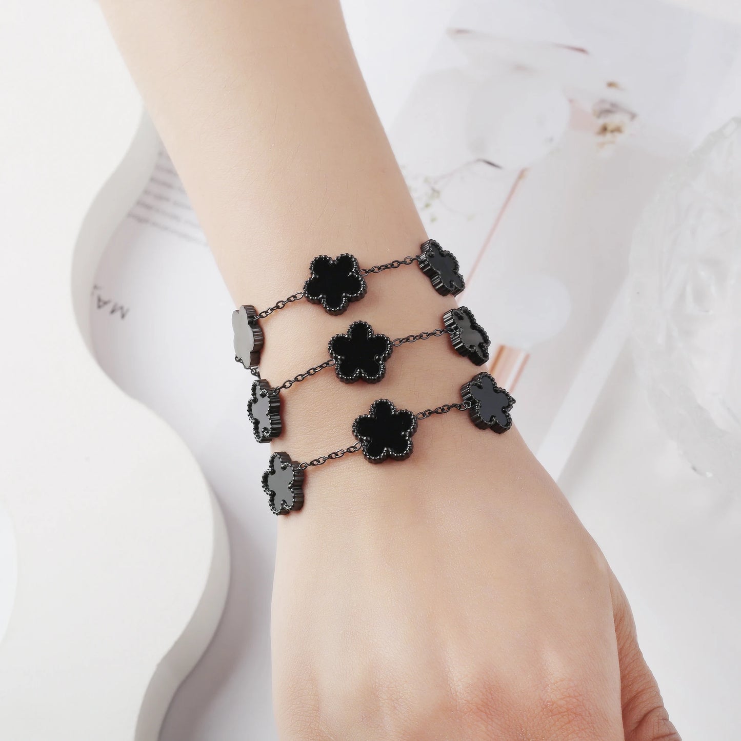 Five Leaf Flower Adjustable Bracelet