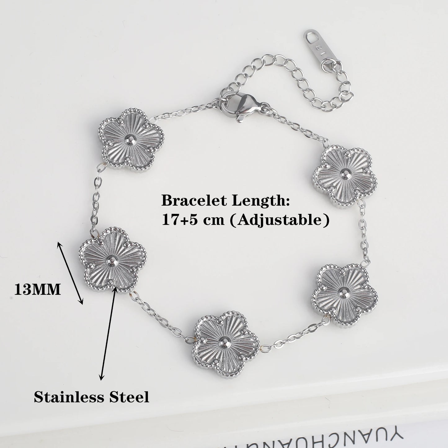 Five Leaf Flower Adjustable Bracelet