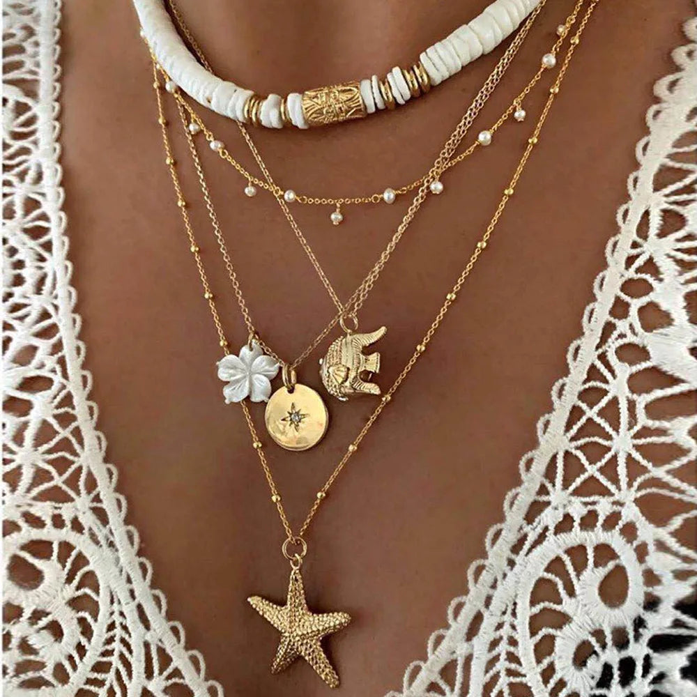 Bohemia Star Sun Necklace