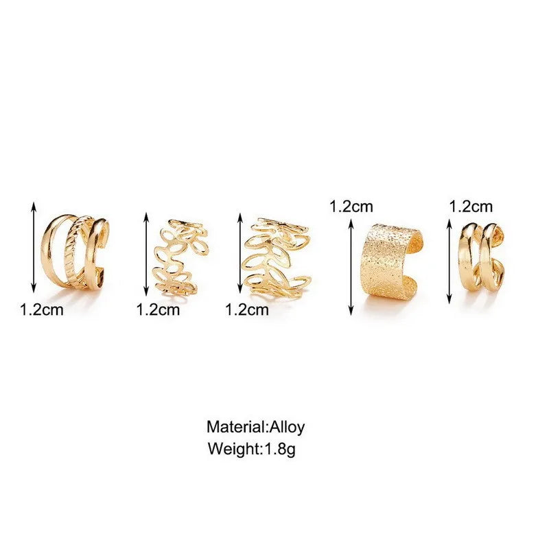 New 5Pcs Ear Cuff Non-Piercing Earrings